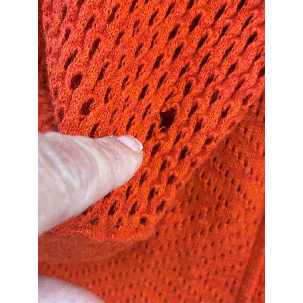 prAana Cedar Cowl Neck Cotton Wool Open Knit Pullover Sweater Orange Red Small - Picture 7 of 14
